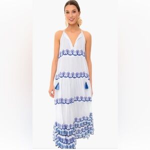 Oliphant XS Holland Blue Long Tiered Tassel Maxi Dress